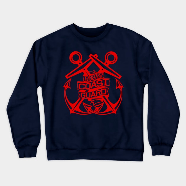 U.S. Coast Guard - Crossed Anchors in Red Crewneck Sweatshirt by CuteCoCustom